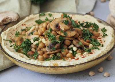 Hummus with Spiced Mushrooms